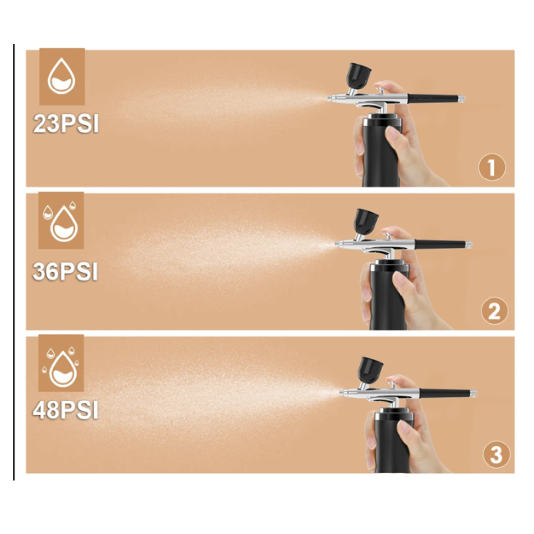 Kit De Aerografo Inalámbrico Multiusos: Uñas, Maquillaje, Pastelería y Más. COLOR NEGRO