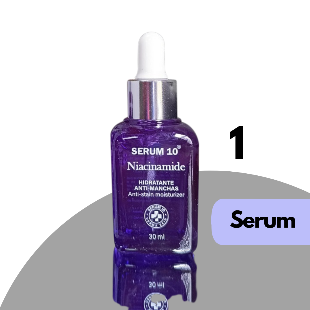 Kit Facial 3 pasos de Niacinamida para manchas e imperfecciones: Crema, Serum y Jabón. Piel, Suave y Sin Imperfecciones