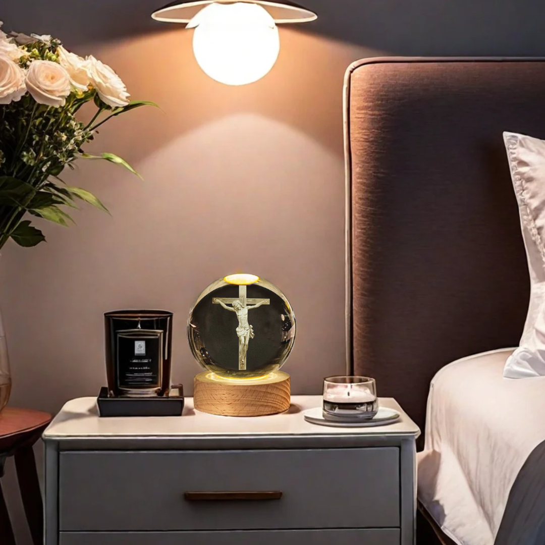 Lámpara 3D Jesús en la Cruz: Siente la presencia de Jesús. Perfecta para oración y conexión espiritual.