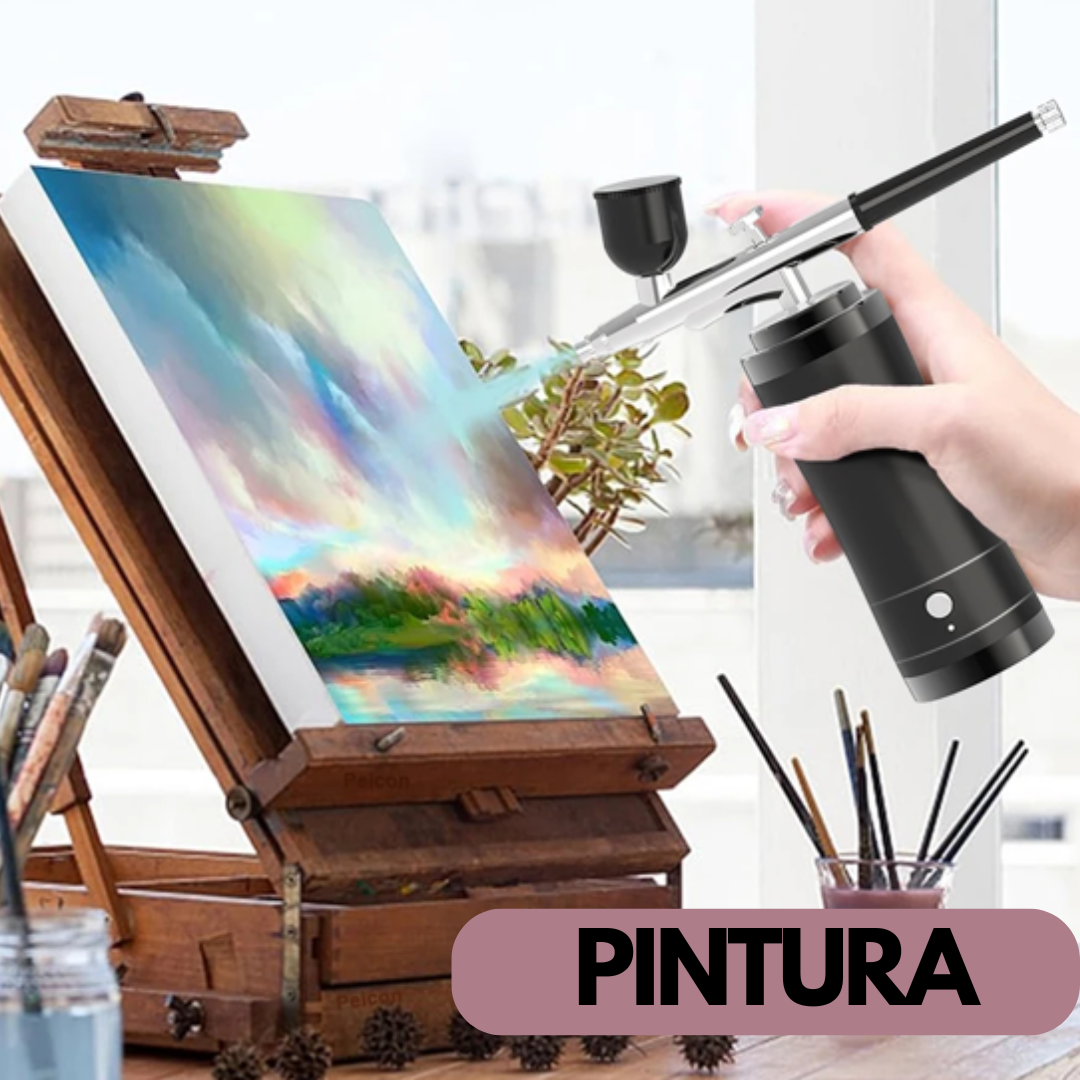 Kit De Aerografo Inalámbrico Multiusos: Uñas, Maquillaje, Pastelería y Más. COLOR NEGRO