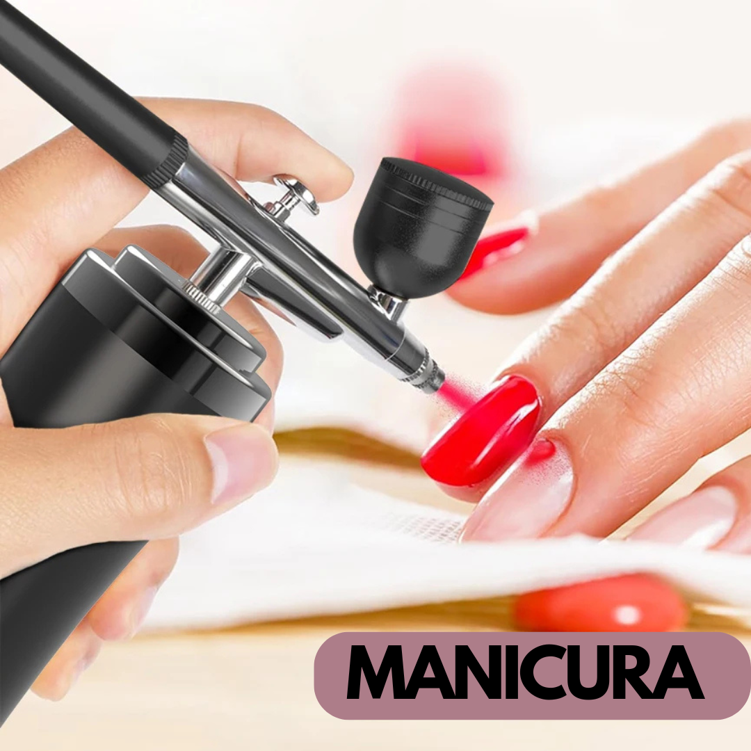 Kit De Aerografo Inalámbrico Multiusos: Uñas, Maquillaje, Pastelería y Más. COLOR NEGRO