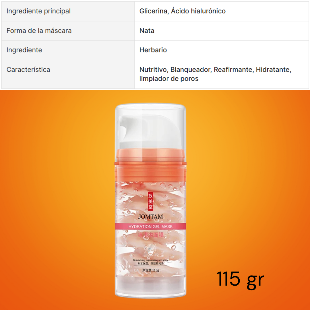 JOMTAM  Mascarilla facial hidratante en gel con tocoferol y vitamina E. Hidratante para piel grasa. Piel hidratada sin el molesto aspecto graso.