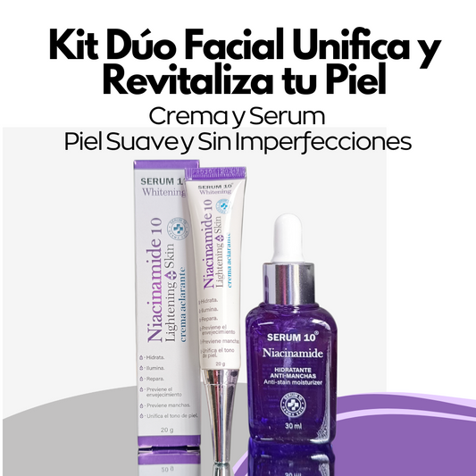 Kit Facial 3 pasos de Niacinamida  para manchas e imperfecciones: Crema, Serum y Jabón.  Piel, Suave y Sin Imperfecciones