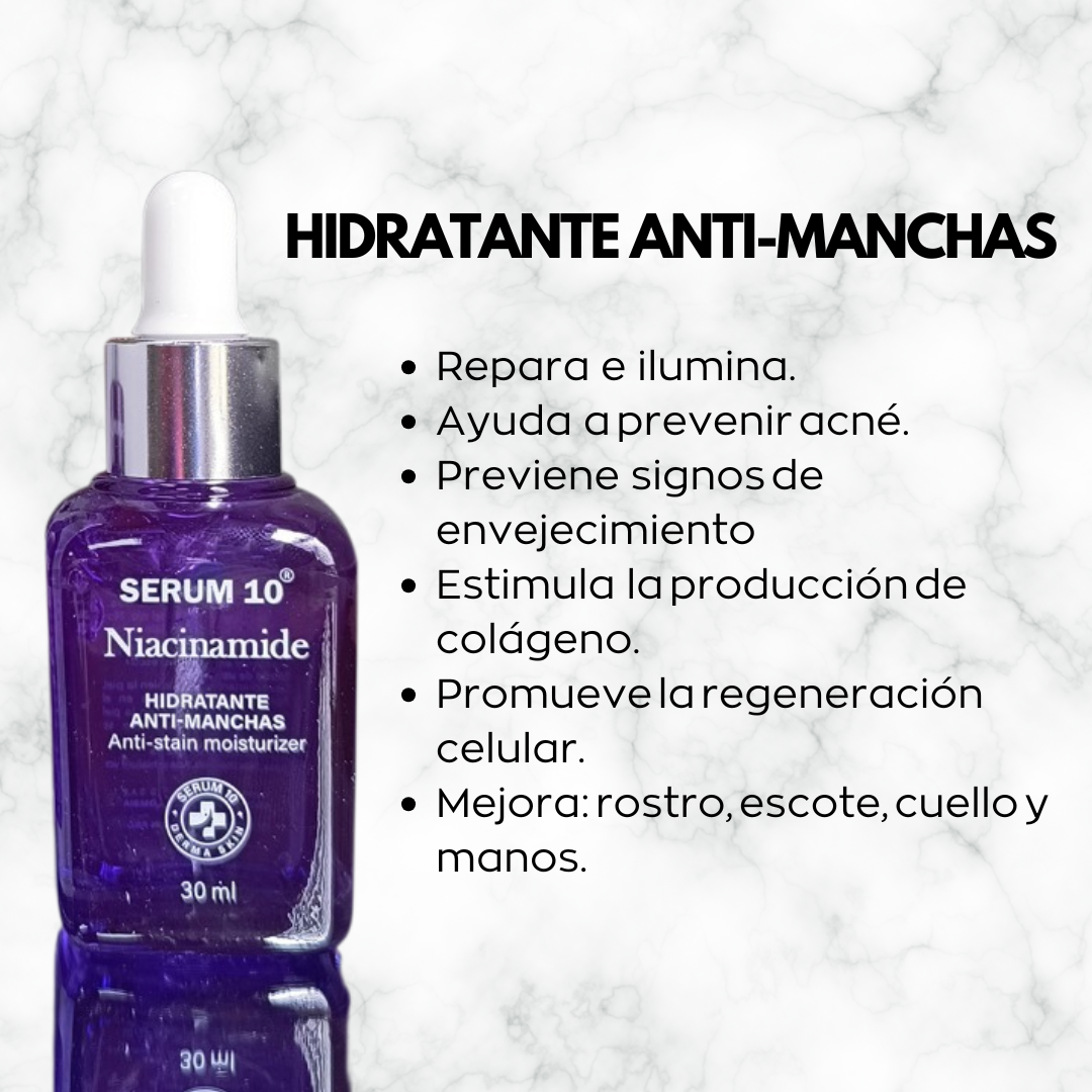 Kit Facial 3 pasos de Niacinamida  para manchas e imperfecciones: Crema, Serum y Jabón.  Piel, Suave y Sin Imperfecciones