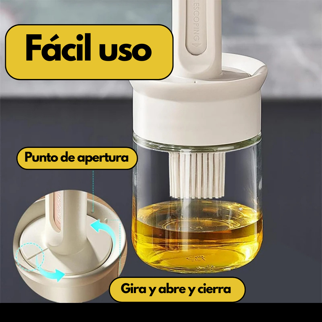 Dispensador Aceite con Brocha Retráctil - Aplicación Precisa y Sin Desperdicios. Perfecto para Airfryer