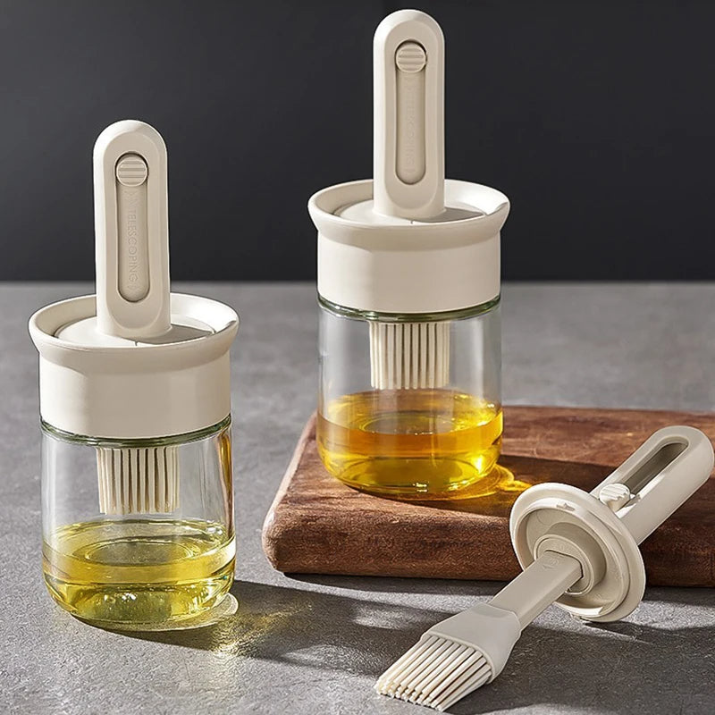 Dispensador Aceite con Brocha Retráctil - Aplicación Precisa y Sin Desperdicios. Perfecto para Airfryer