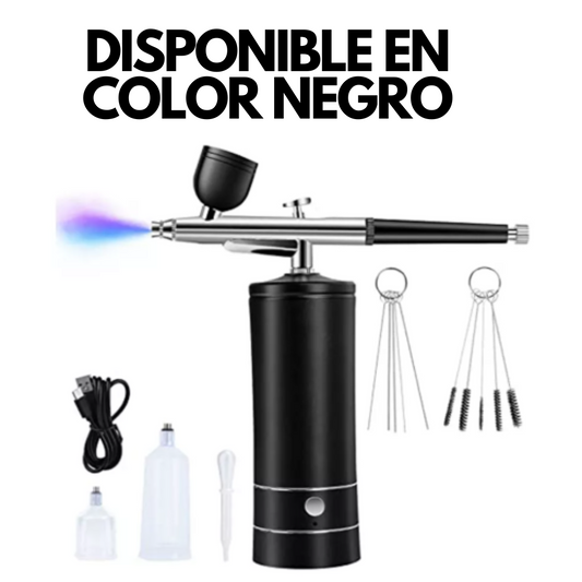 Kit De Aerografo Inalámbrico Multiusos: Uñas, Maquillaje, Pastelería y Más. COLOR NEGRO